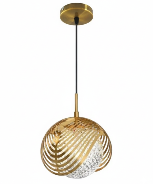 Gold Stripe Globe Crystal Pendant