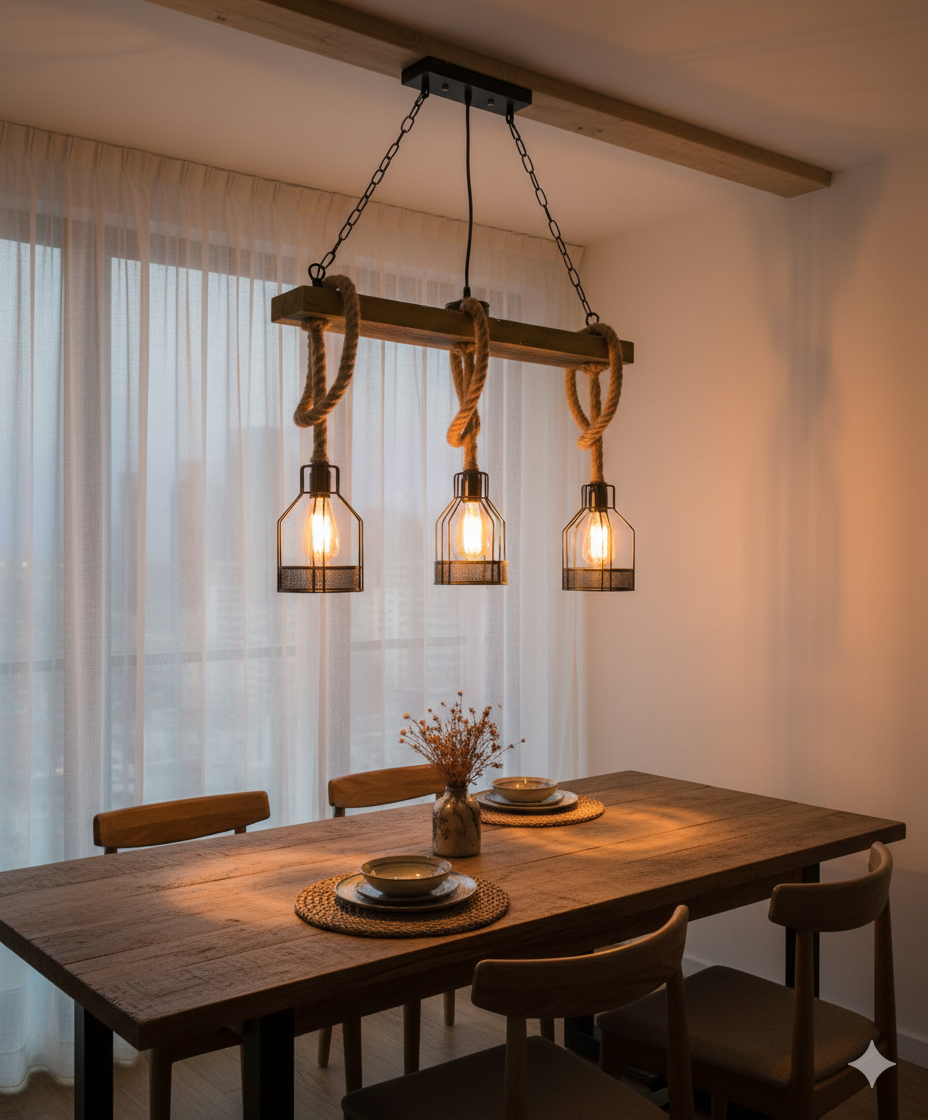 Rustic Wood Beam 3-Light Island Pendant - Image 2