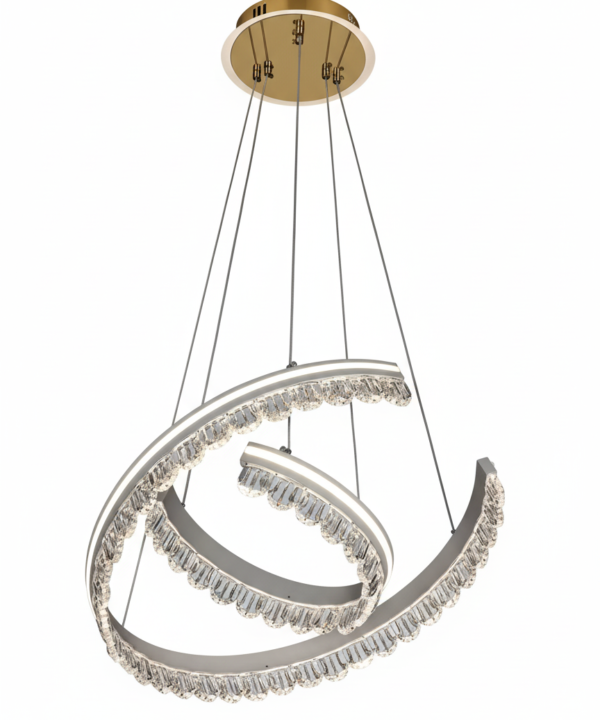 LED Crystal Crescent Duo-Ring Pendant