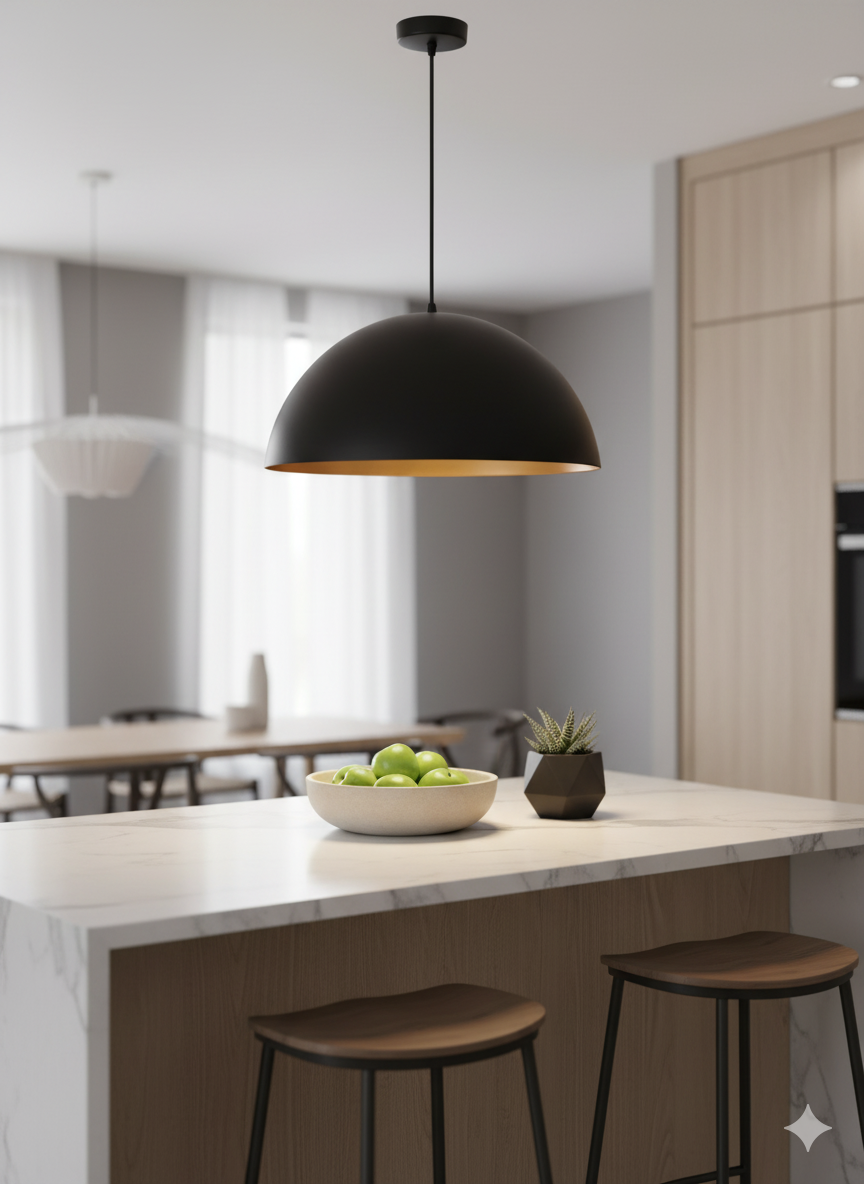 Large Black & Gold Interior Dome Pendant - Image 2