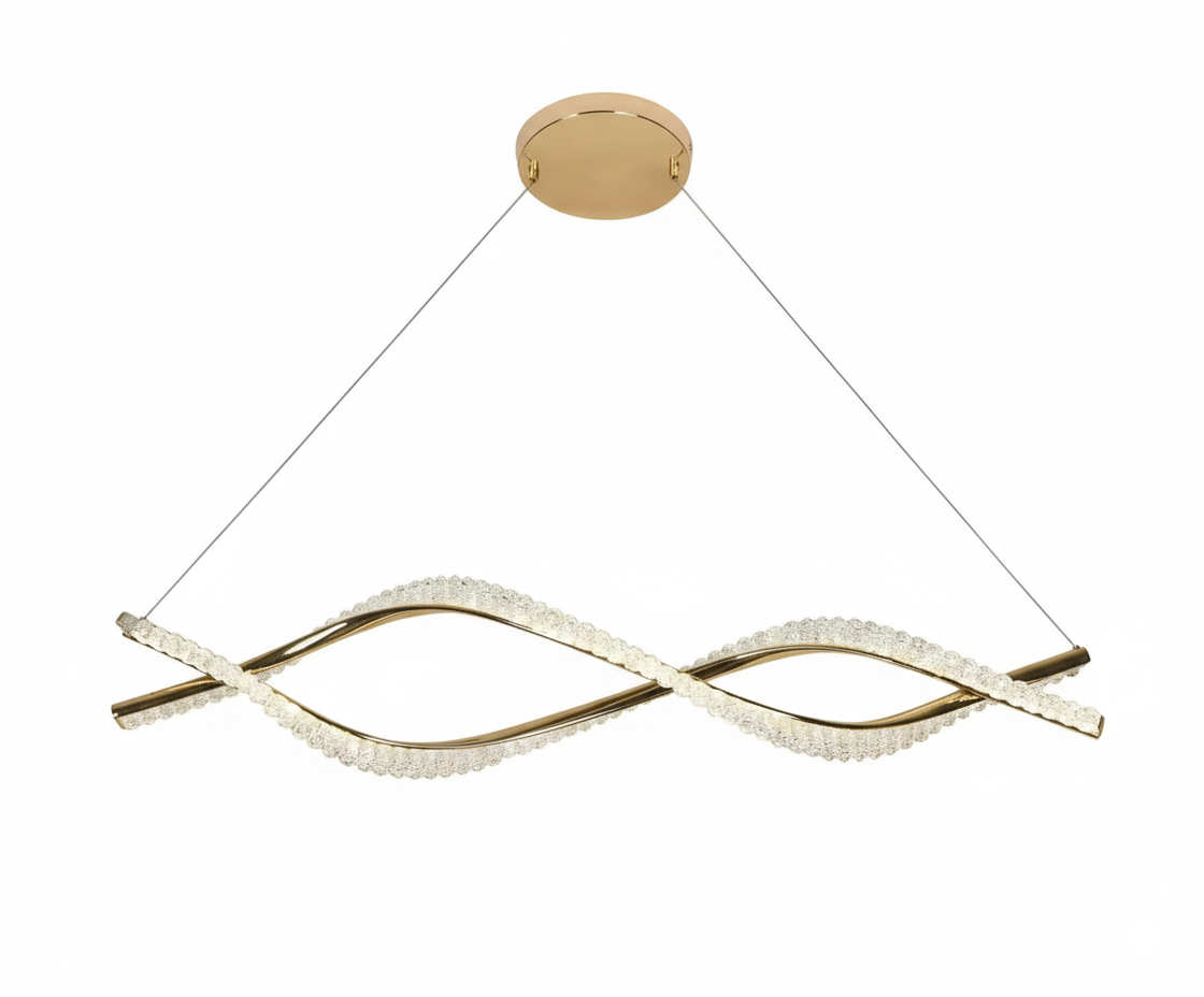 LED Gold Crystal Double Helix Pendant
