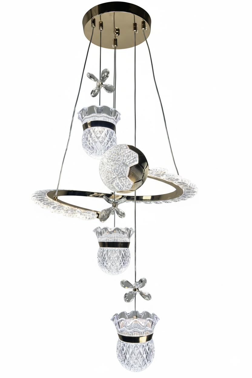50W LED Crystal Flower Multi-Tier Pendant
