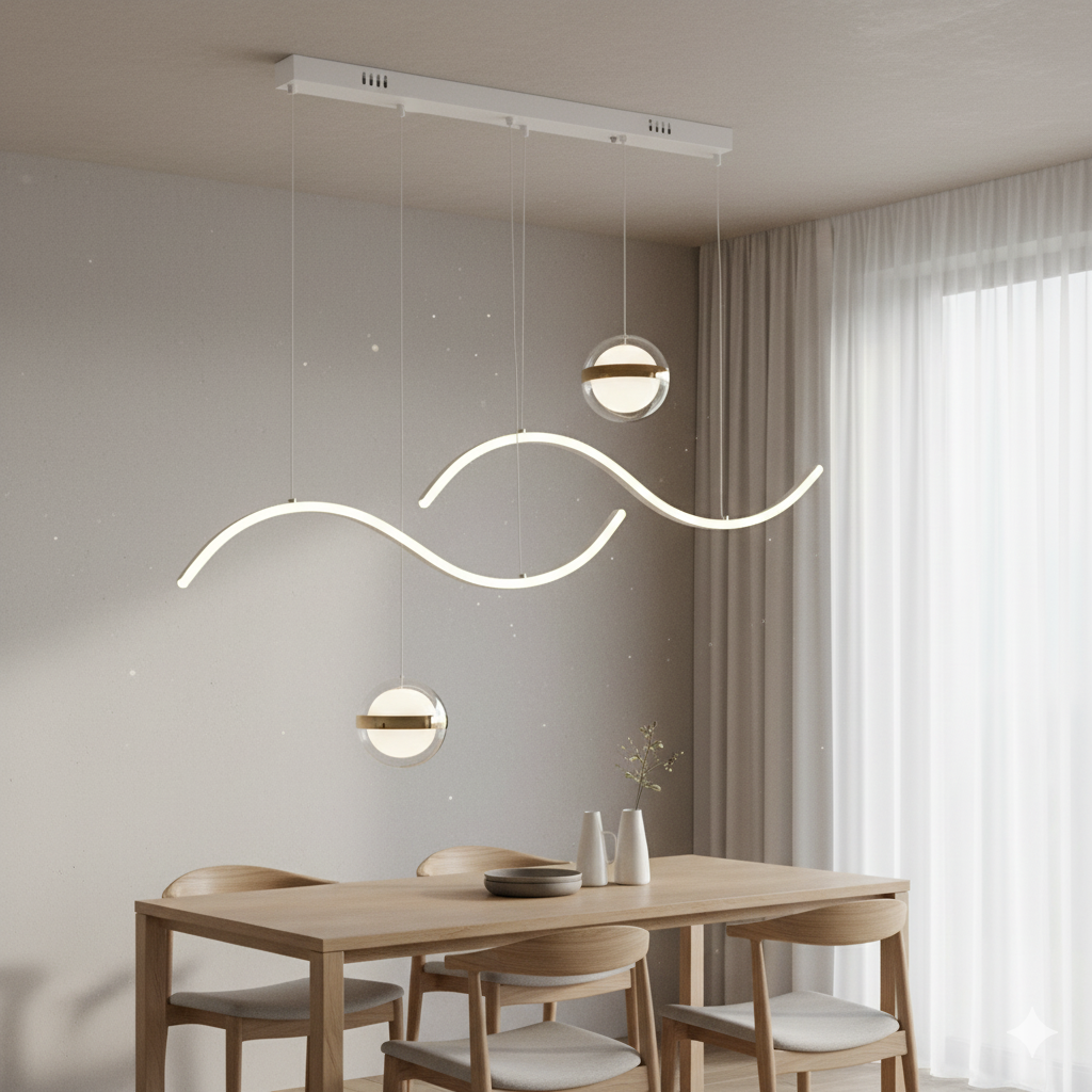 LED Wave & Orb Modern Pendant - Image 2