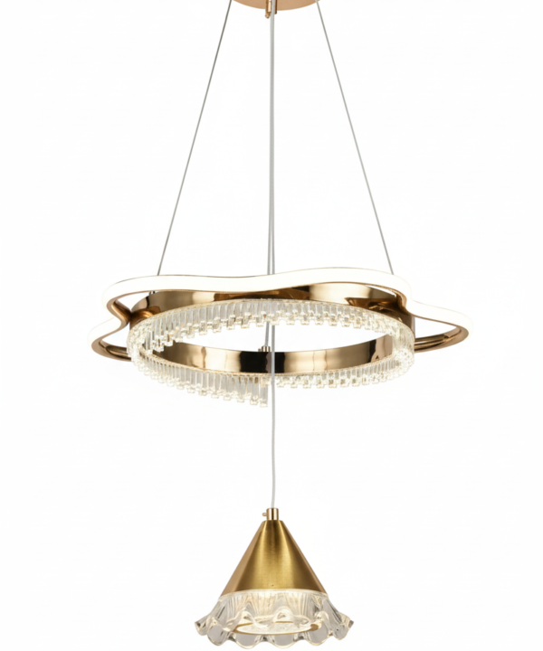 LED Cloud Ring & Crystal Cone Pendant – White