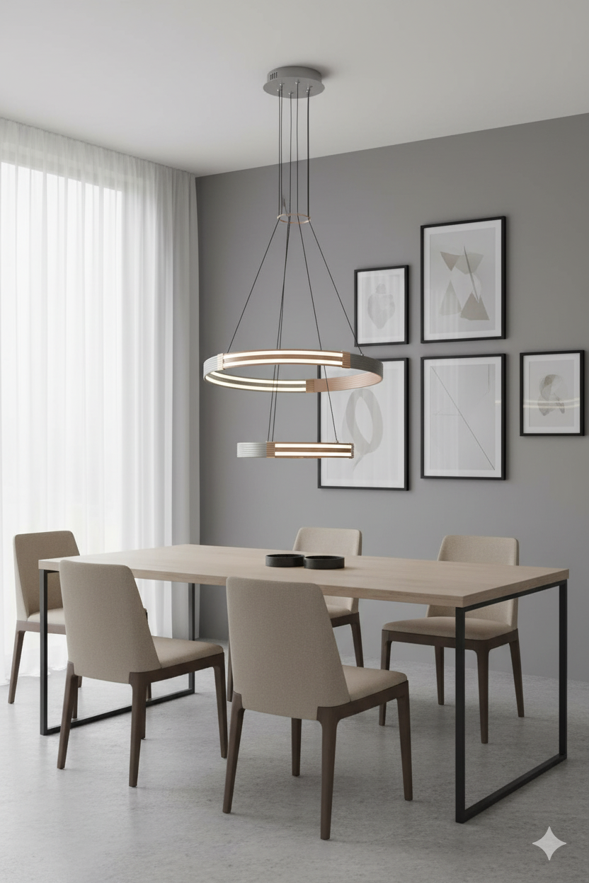 LED Triple Halo Ring Tiered Pendant - Image 2