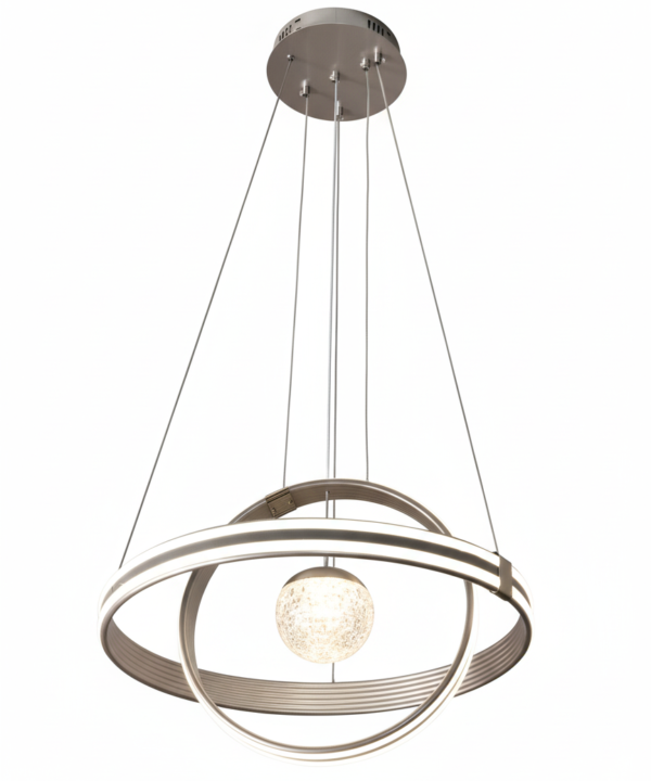 LED Silver Saturn Ring Orb Pendant