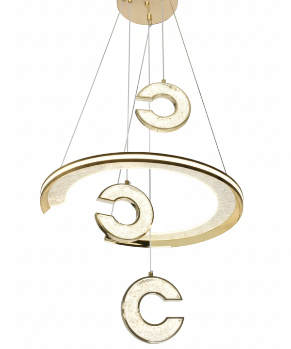 LED Gold Crescent & C-Ring Pendant