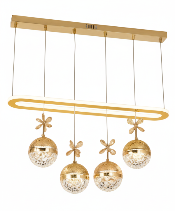 LED Gold Bar & Crystal Ball Island Pendant