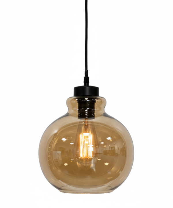 Amber Round Glass Globe Pendant