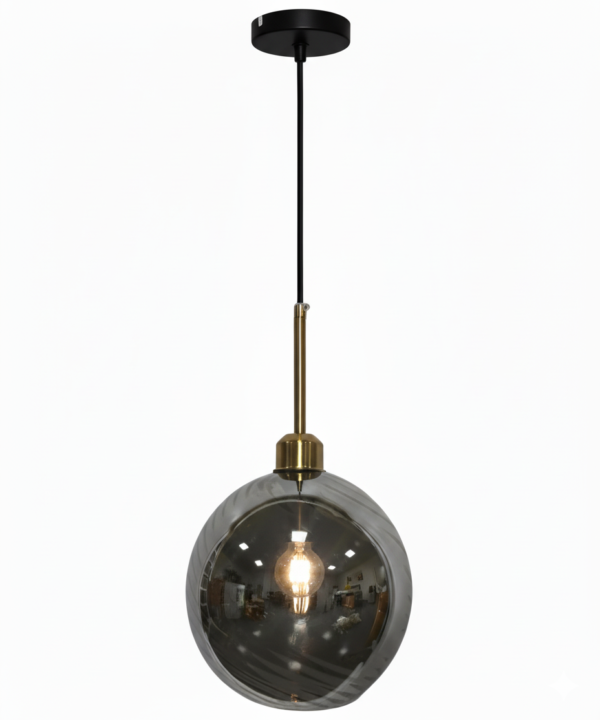 Smoked Mirror Ball Glass Pendant