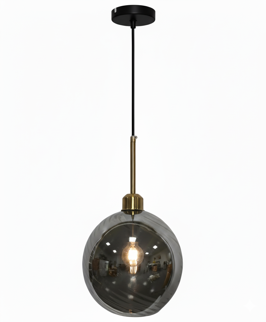 Smoked Mirror Ball Glass Pendant