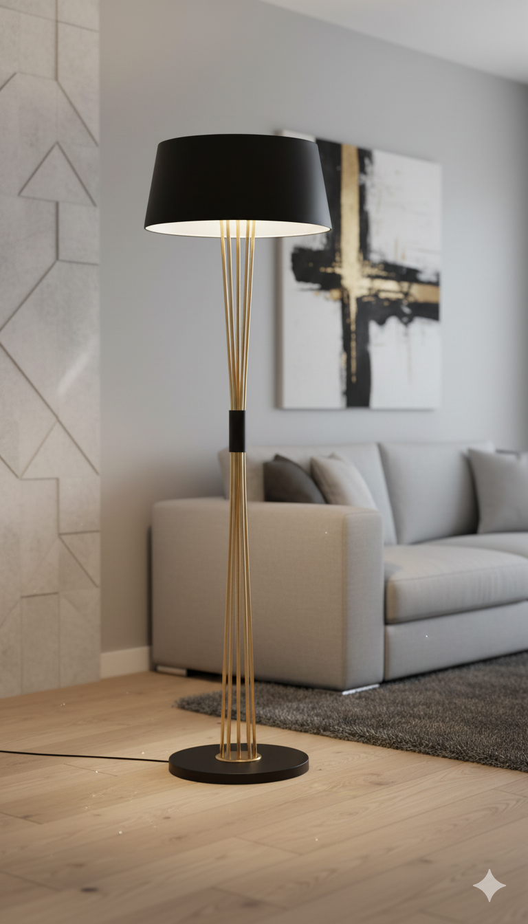 Gold Multi-Rod Floor Lamp - Image 2