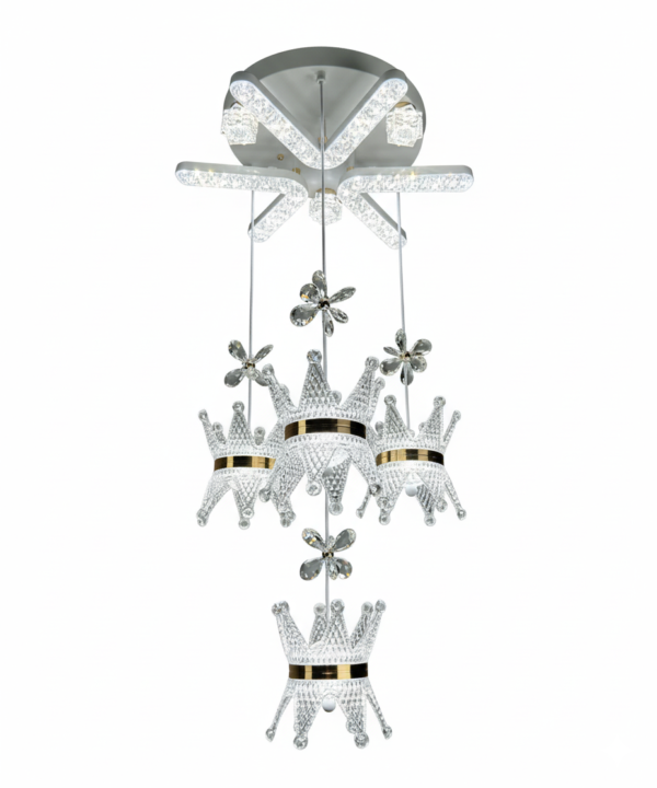 80W LED Crystal Crown Multi-Tier Pendant