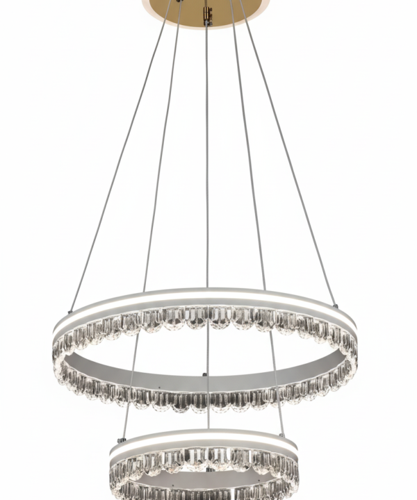 LED Crystal Dual Ring Tiered Chandelier