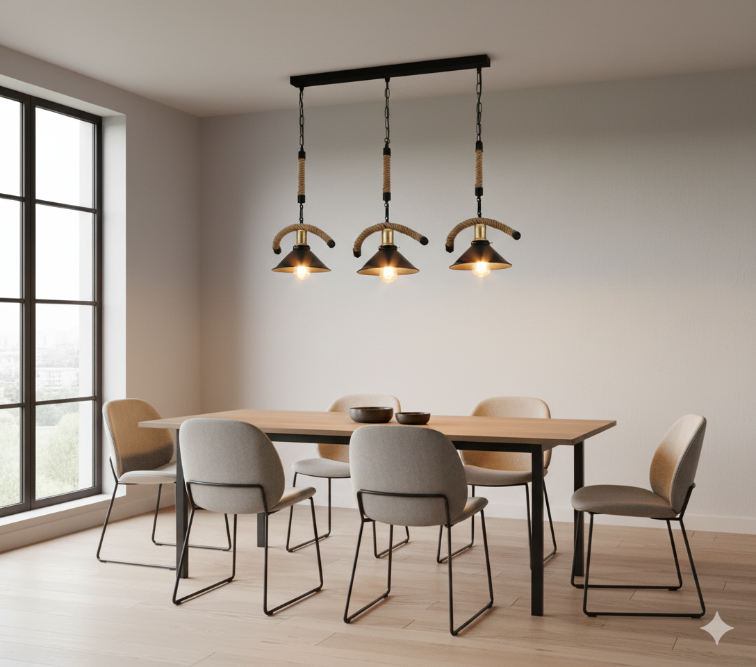 3-Light Rope-Arm Linear Bar Pendant - Image 2