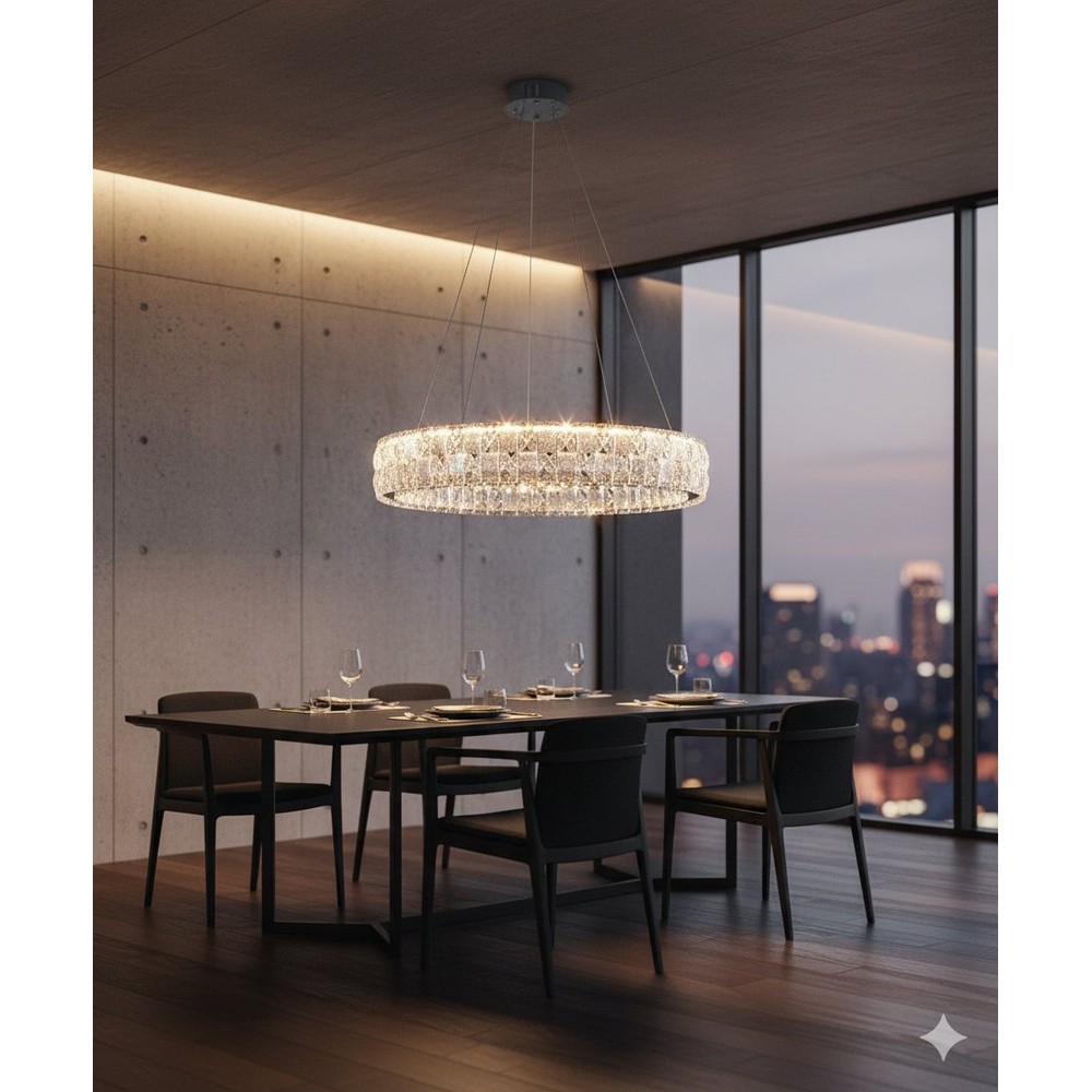 LED Crystal Mosaic Ring Chandelier 400mm - Image 2