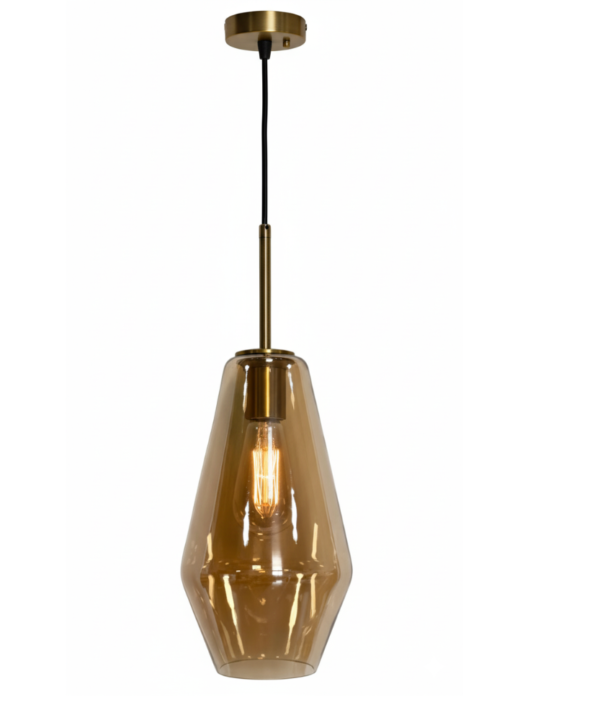 Amber Elongated Diamond Glass Pendant