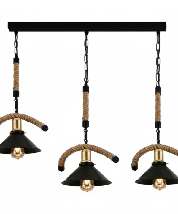 3-Light Rope-Arm Linear Bar Pendant