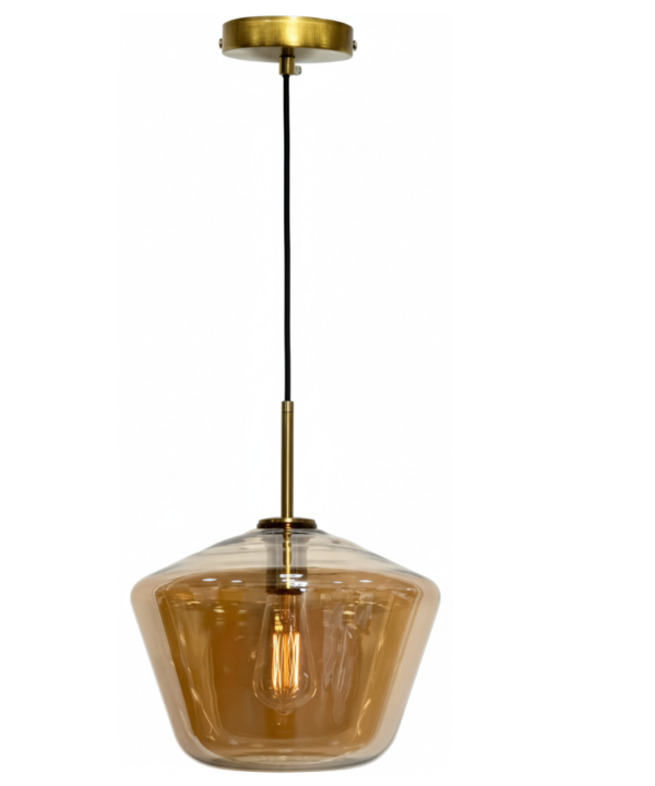Amber Faceted Diamond Glass Pendant